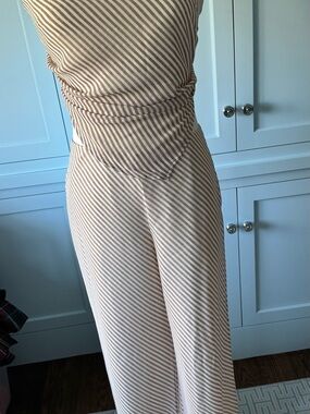 Like new Stanton matching set Striped Wide-Leg Jumpsuit in Beige and White